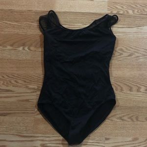 Black Bloch cap sleeve mesh leotard!